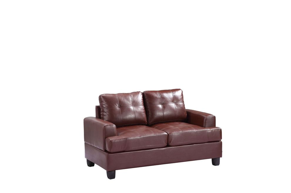 Brown leather affordable loveseat by Glory