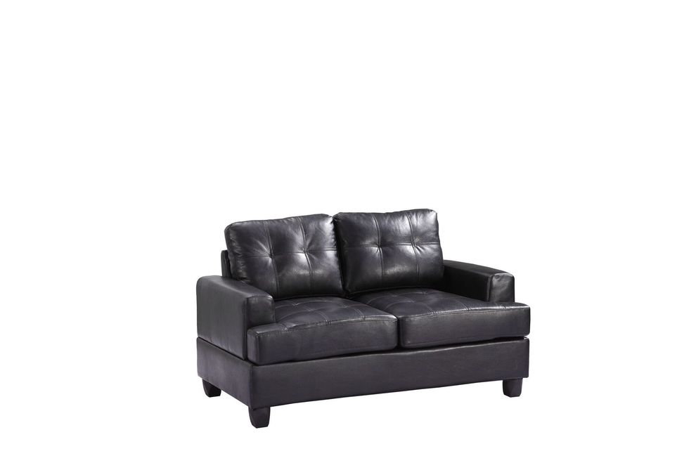 Black leather affordable loveseat by Glory