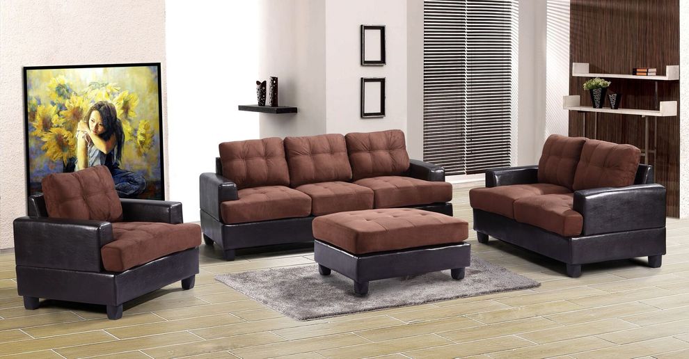 Chocolate microfiber casual style affordable sofa by Glory