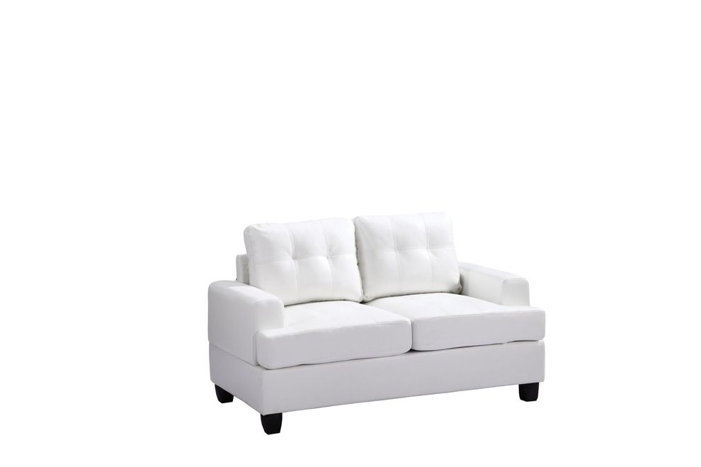 White leather affordable loveseat by Glory