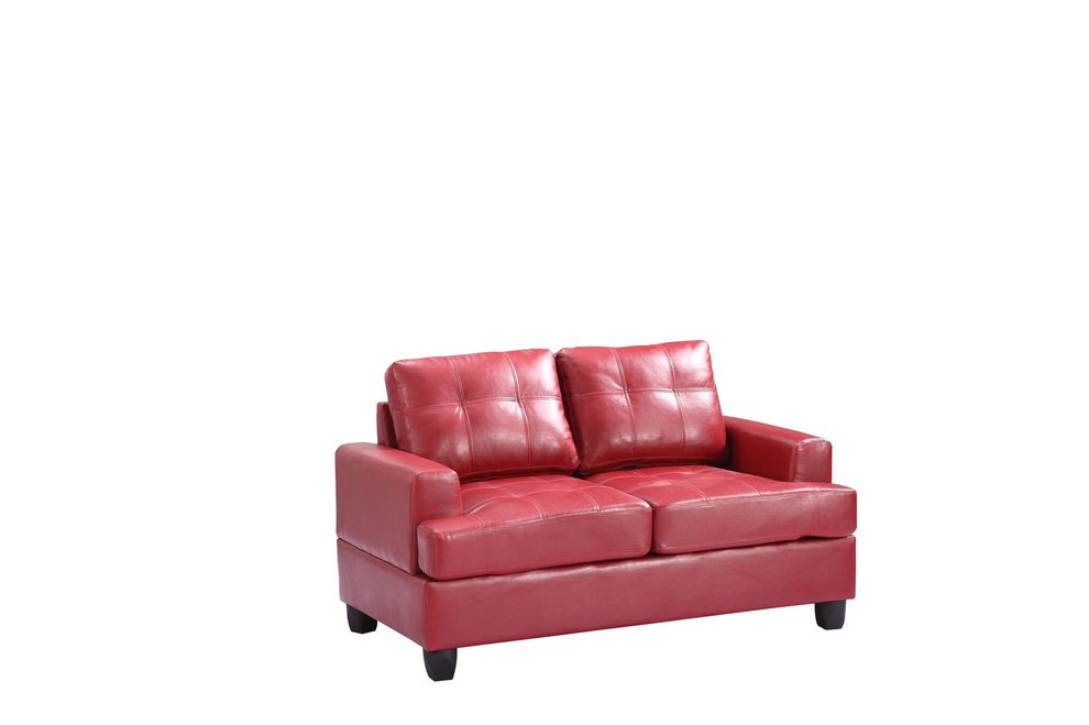 Red leather affordable loveseat by Glory