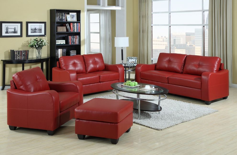 Red bonded leather sofa by Glory