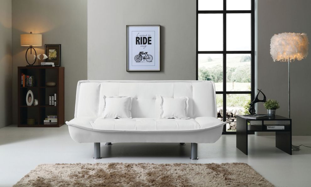 White faux leather sofa bed by Glory