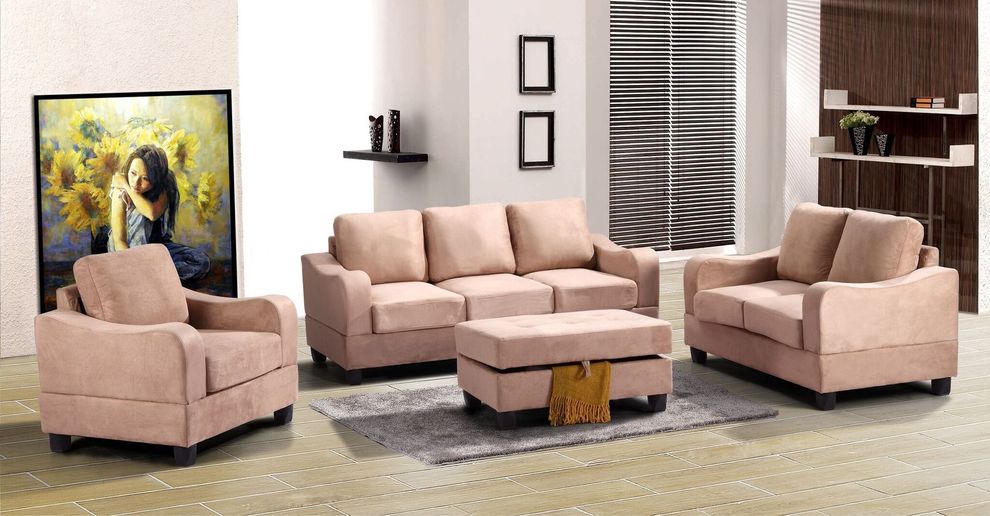 Modern affordable microfiber sofa in saddle by Glory