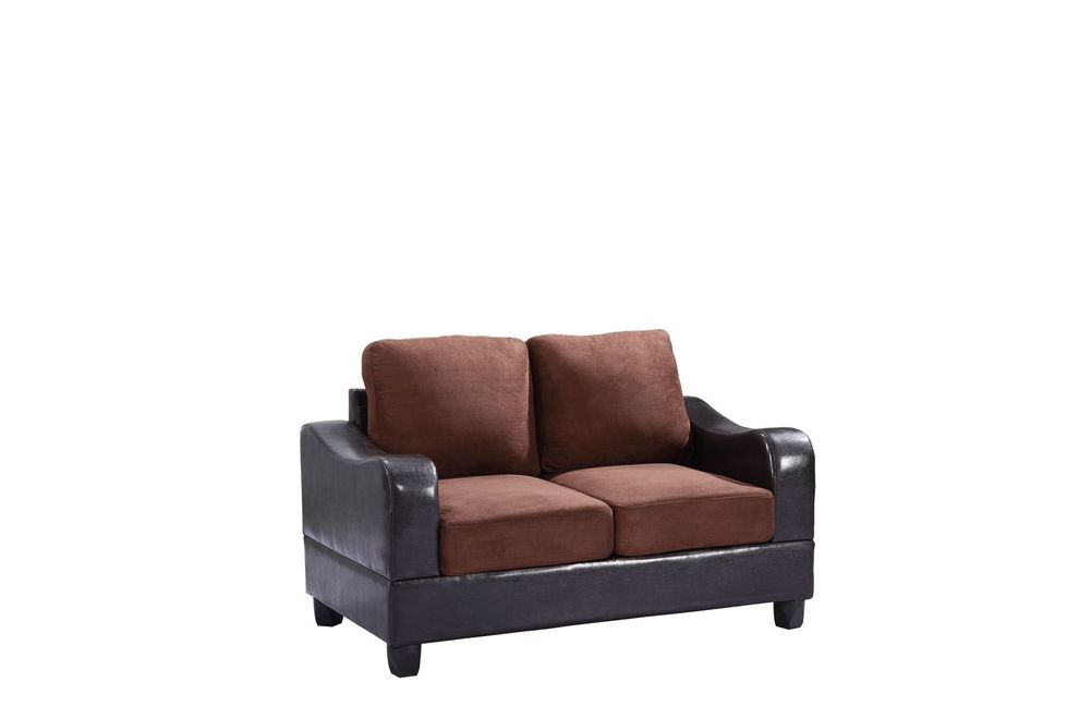 Modern affordable microfiber loveseat in chocolate by Glory