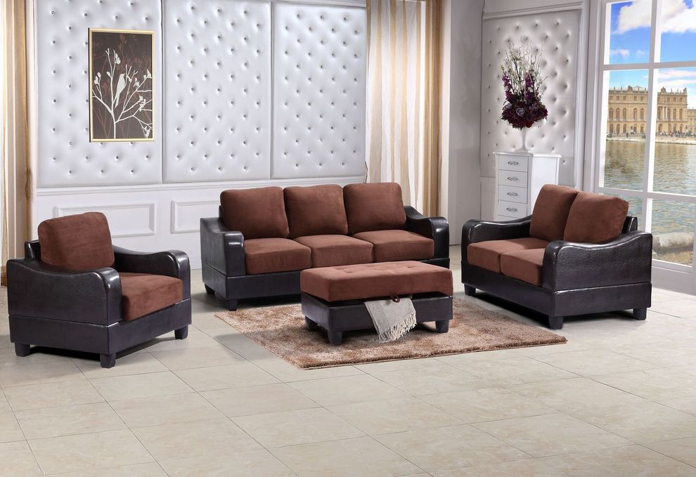 Modern affordable microfiber sofa in chocolate by Glory