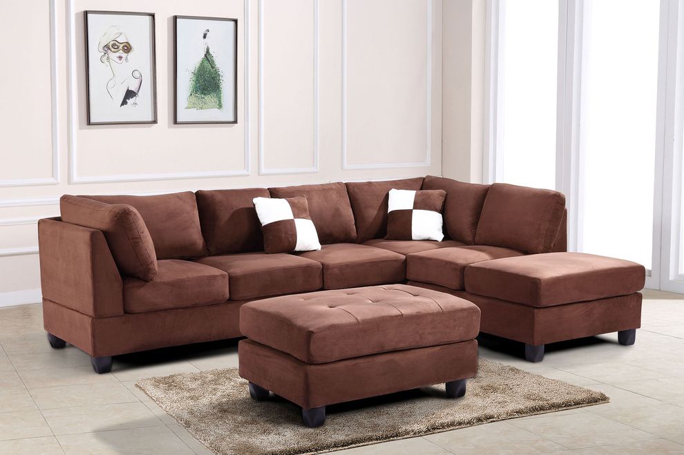 Truffle microfiber reversible sectional sofa by Glory