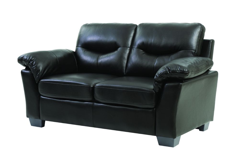 Black faux leather comfortable loveseat by Glory