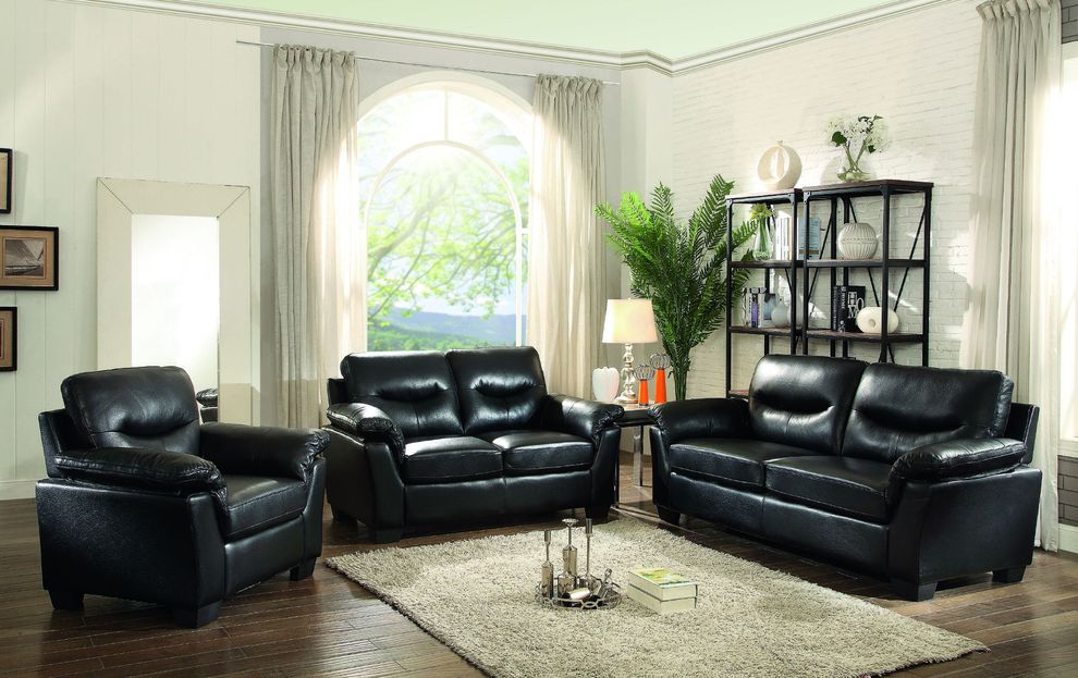 Faux leather comfortable sofa in black by Glory