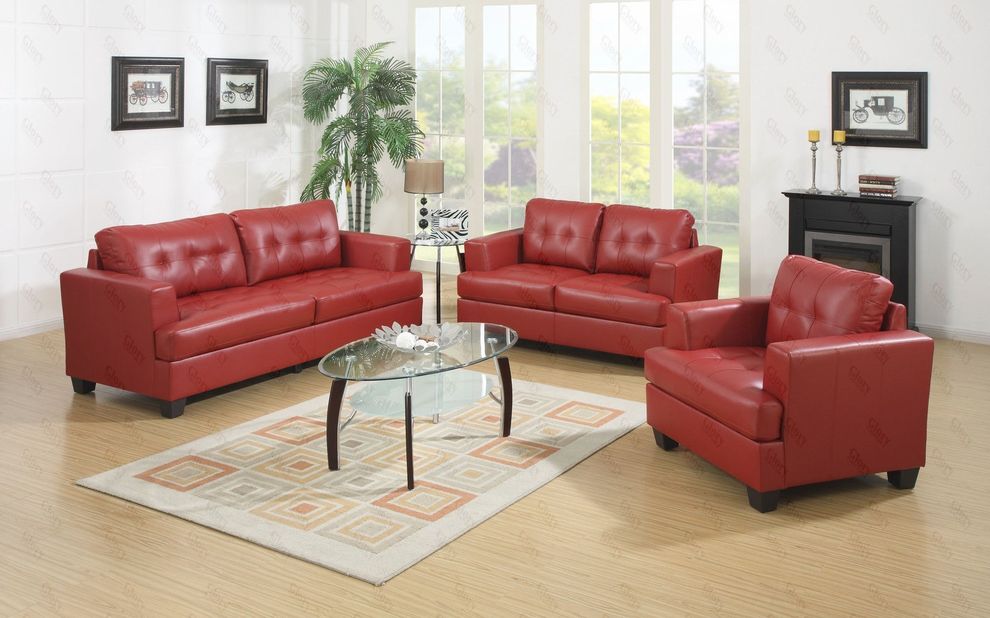 Red bonded leather sofa by Glory