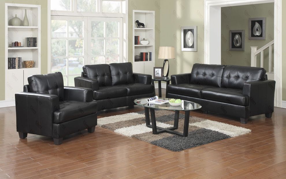 Black affordable bonded leather sofa by Glory
