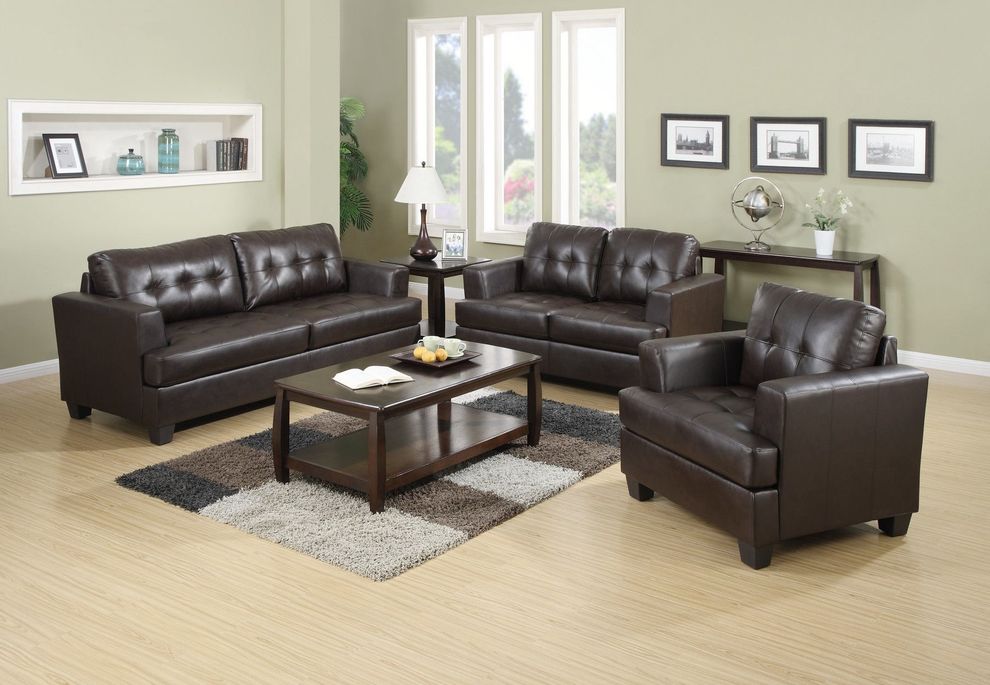 Brown affordable bonded leather sofa by Glory
