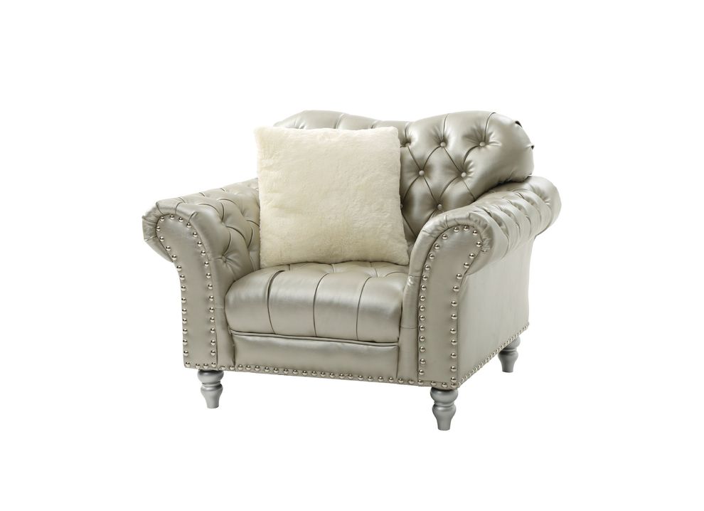Tufted classical style silver chair by Glory