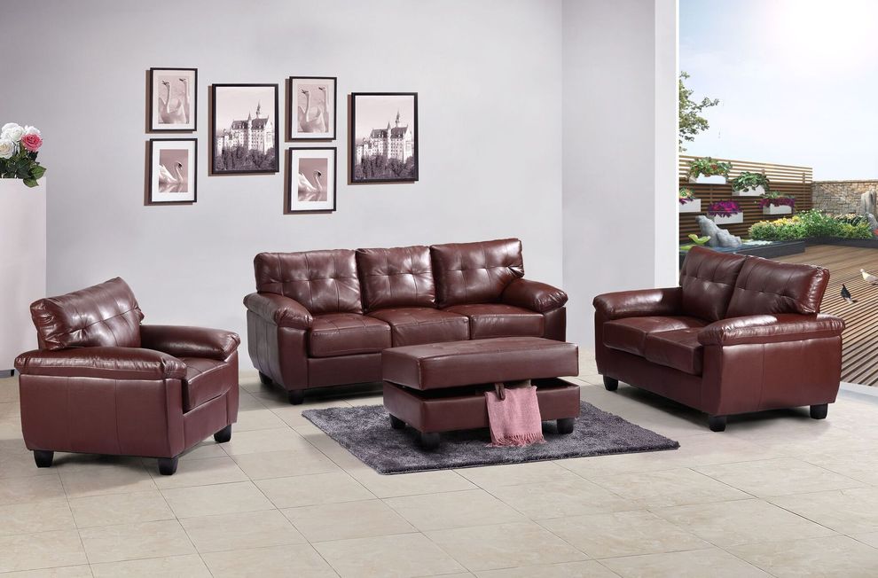 Affordable sofa in brown bonded leather by Glory