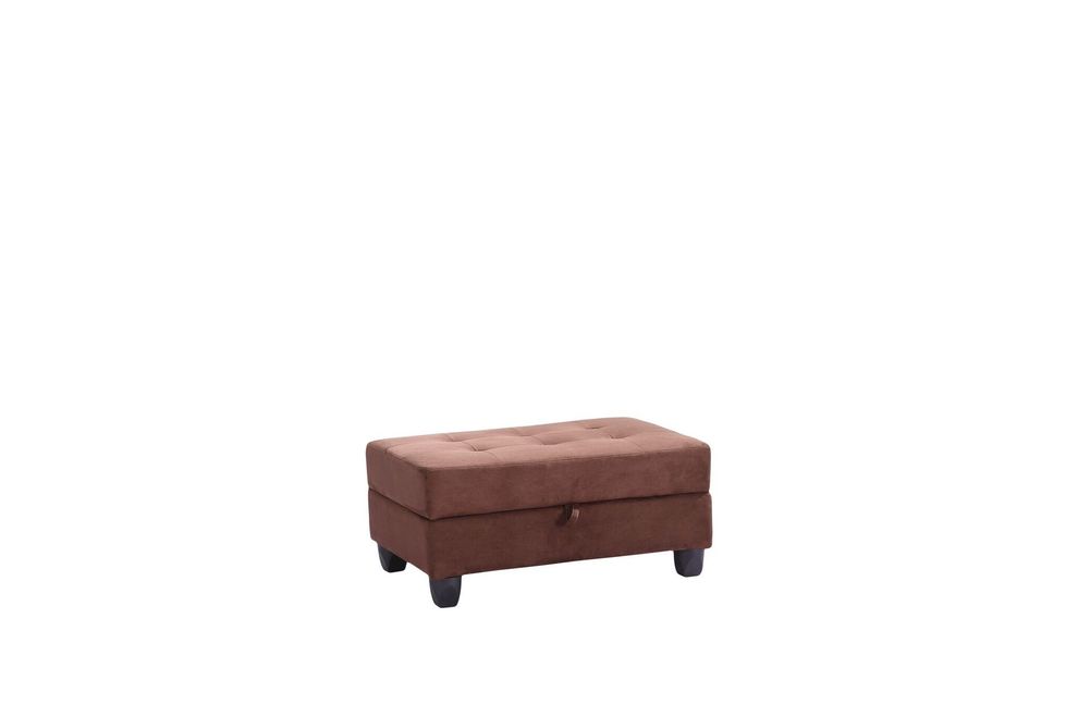 Affordable ottoman in chocolate microfiber by Glory