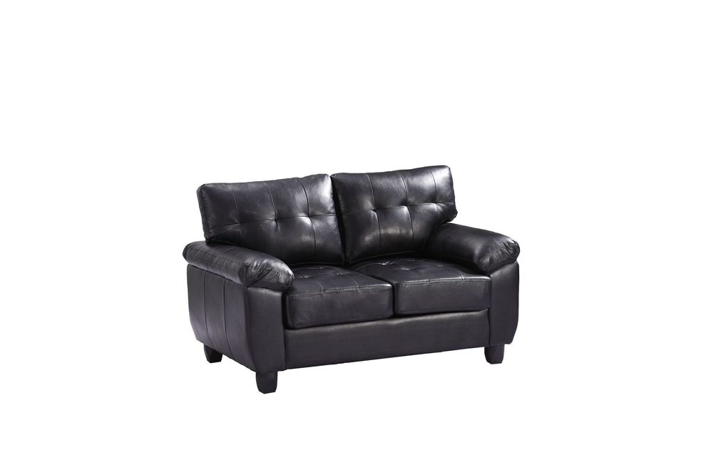Affordable loveseat in black bonded leather by Glory