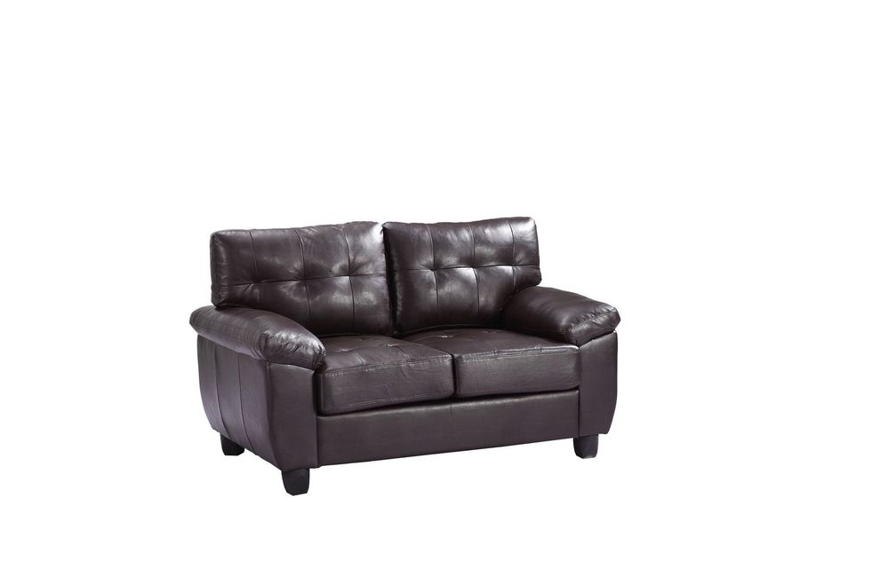 Affordable loveseat in espresso bonded leather by Glory