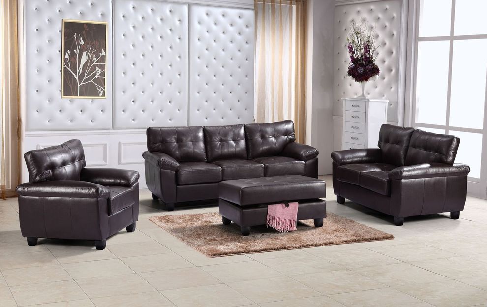 Affordable sofa in cappuccino bonded leather by Glory