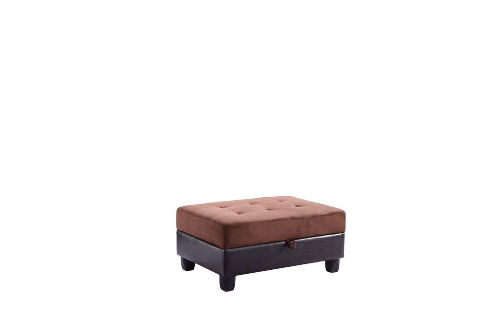 Affordable ottoman in chocolate microfiber by Glory