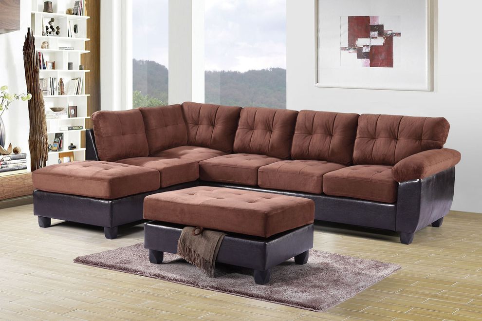Truffle microfiber 2pc reversible sectional sofa by Glory
