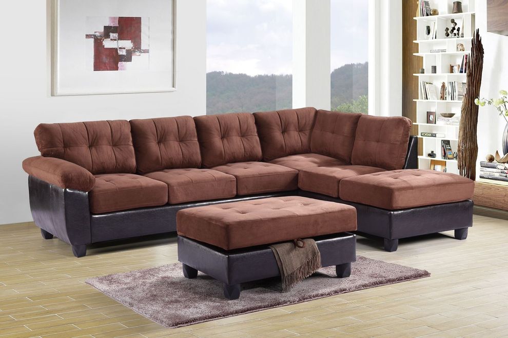 Truffle microfiber 2pc reversible sectional sofa by Glory