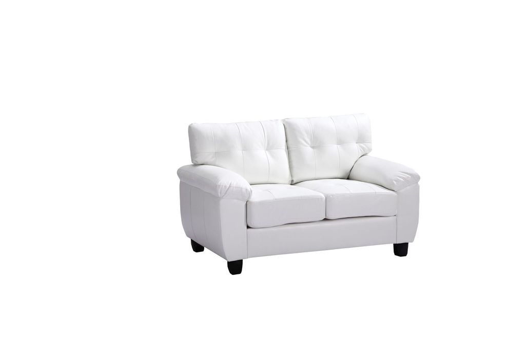 Affordable loveseat in white bonded leather by Glory