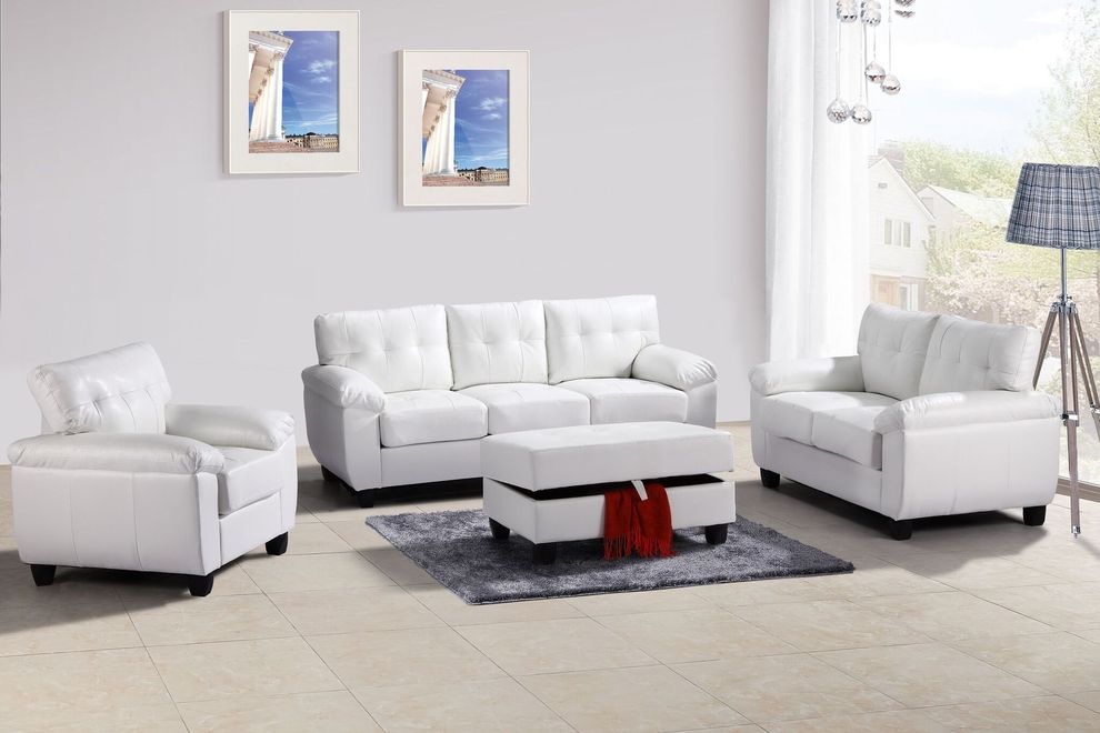 Affordable sofa in white bonded leather by Glory