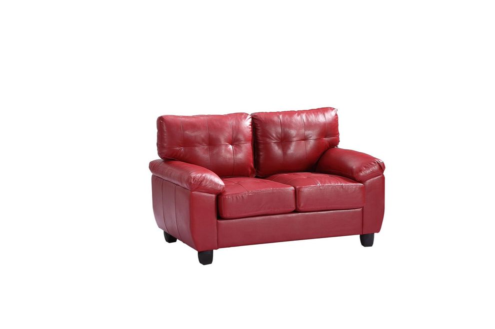 Affordable loveseat in red bonded leather by Glory