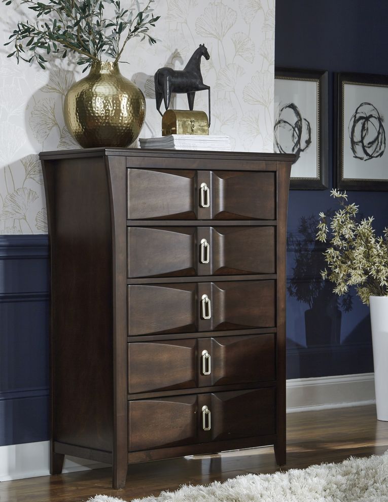 Mahogany wood finish casual style chest by Global