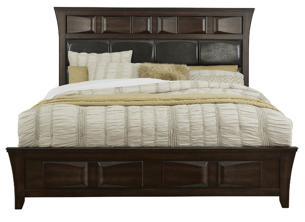 Mahogany wood finish casual style king bed by Global