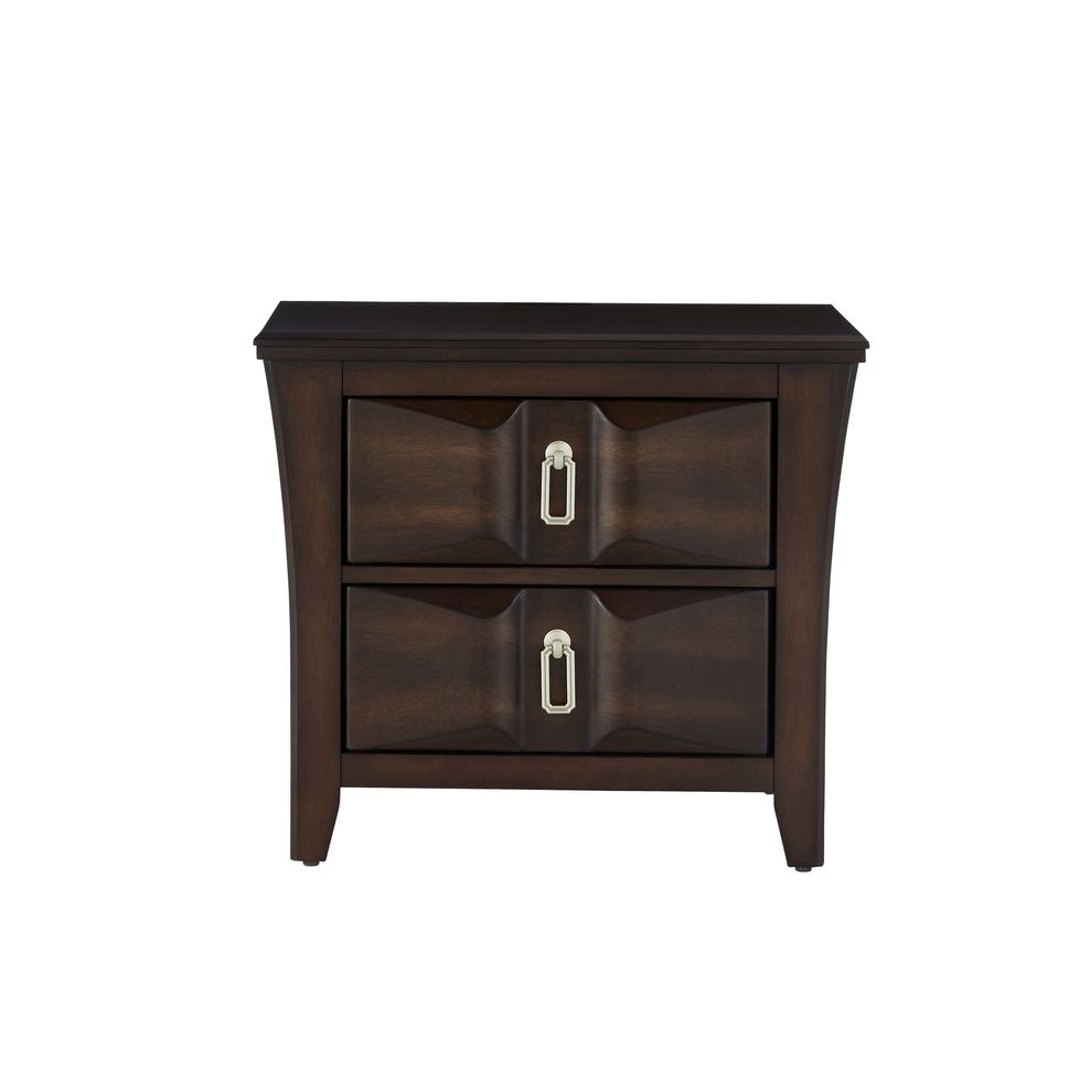 Mahogany wood finish casual style nightstand by Global