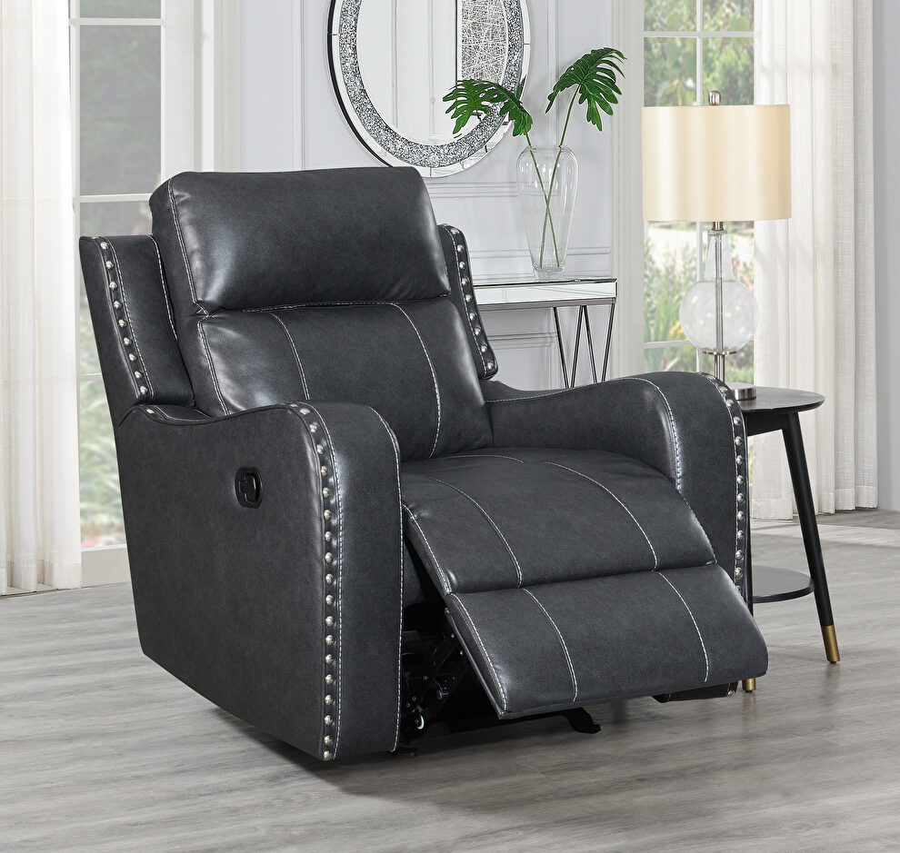 Dark charcoal gray stylish recliner chair by Global