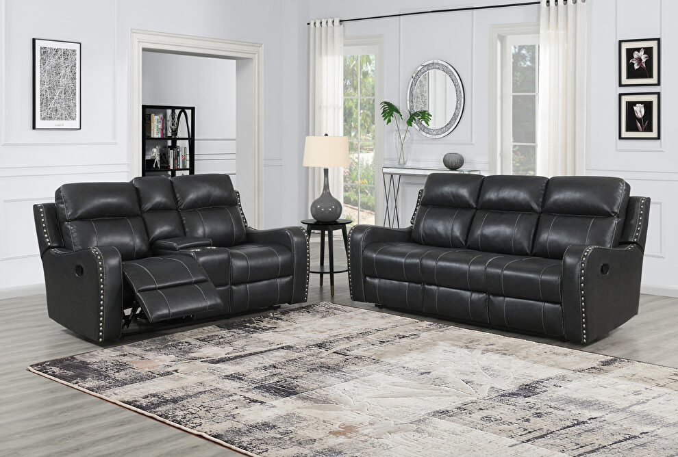 Dark charcoal gray stylish recliner sofa by Global