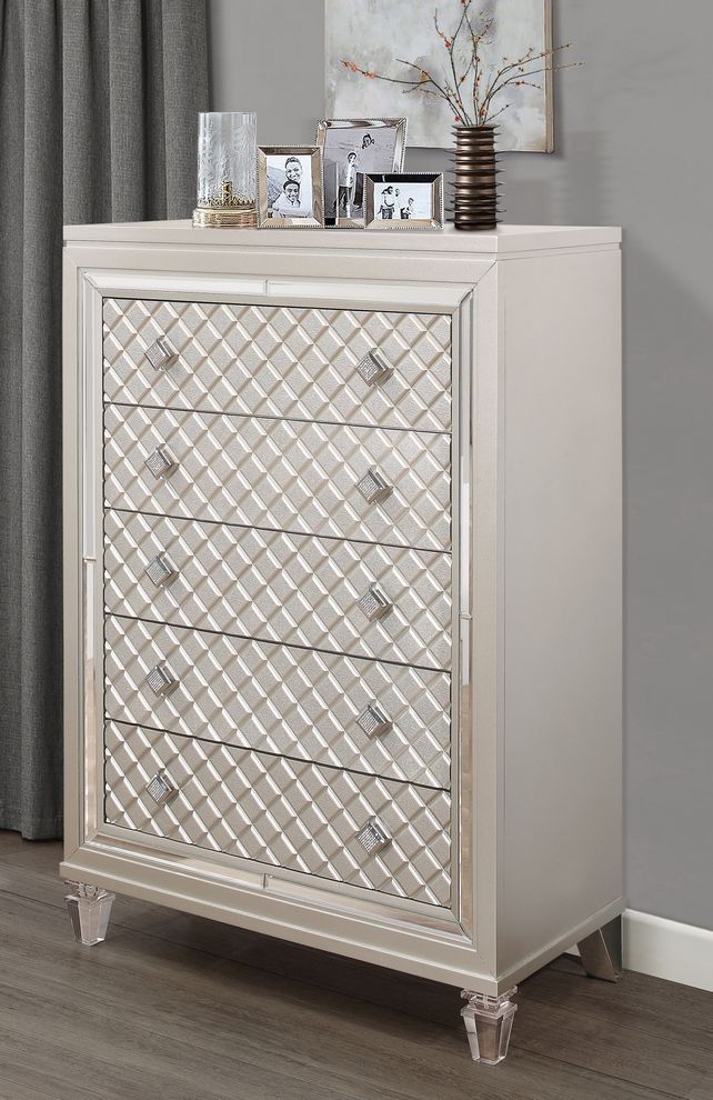 Glam style champagne finish chest by Global