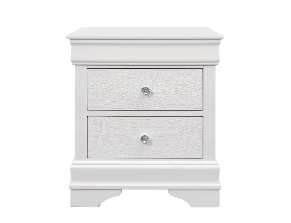 White crocodile leather insert nightstand by Global
