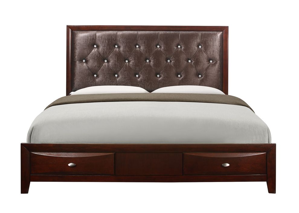 Tufted headboard / full size merlot bed by Global