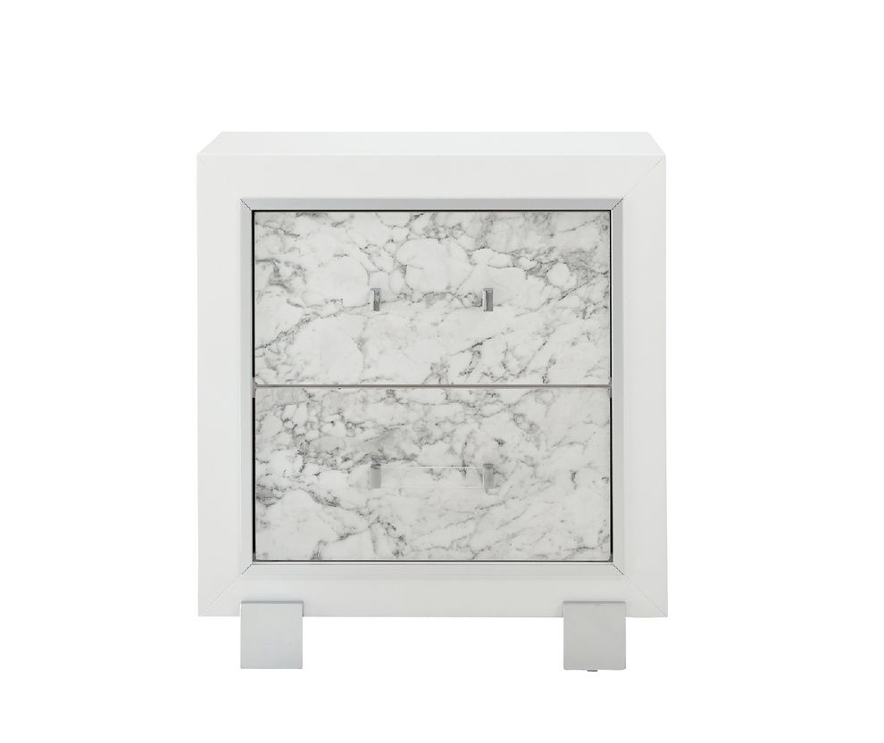 White exquisite finish nightstand by Global