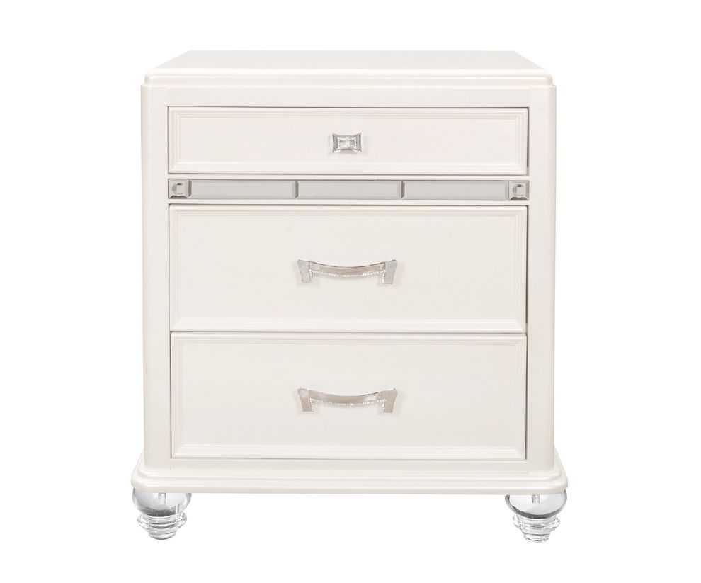 Pearl white nightstand by Global