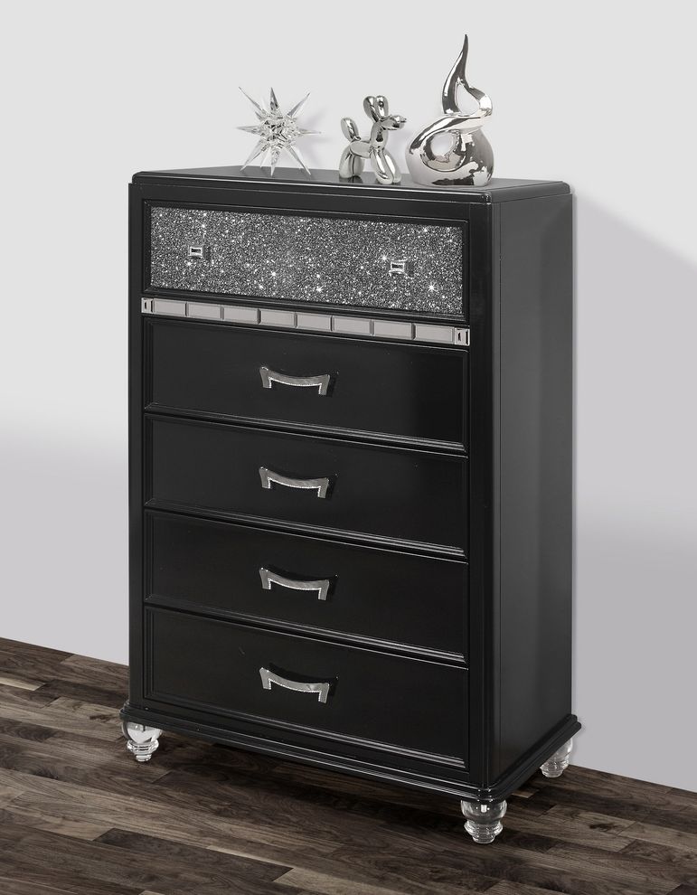 Black / silver glam style chest by Global