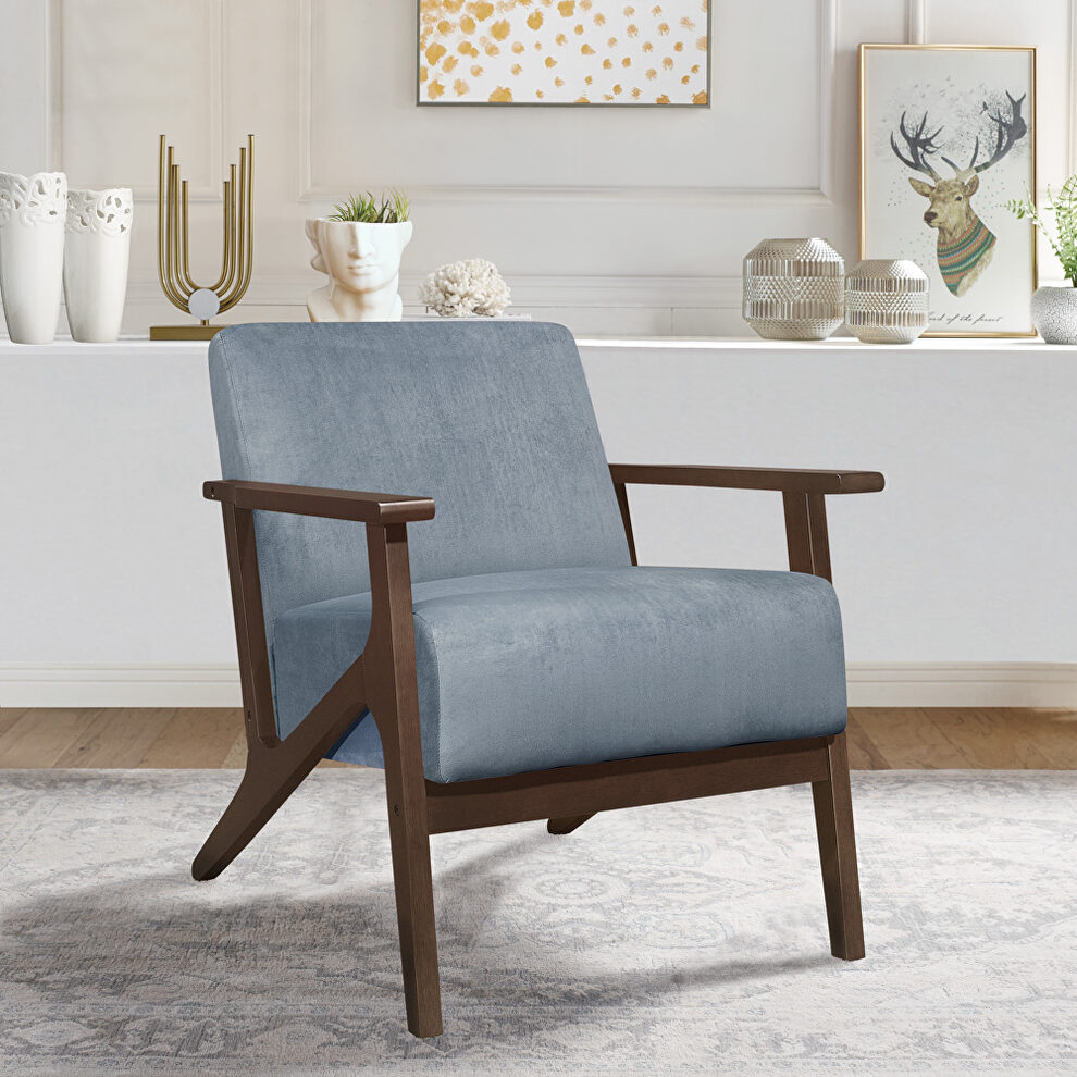 Blue gray velvet accent chair by Homelegance