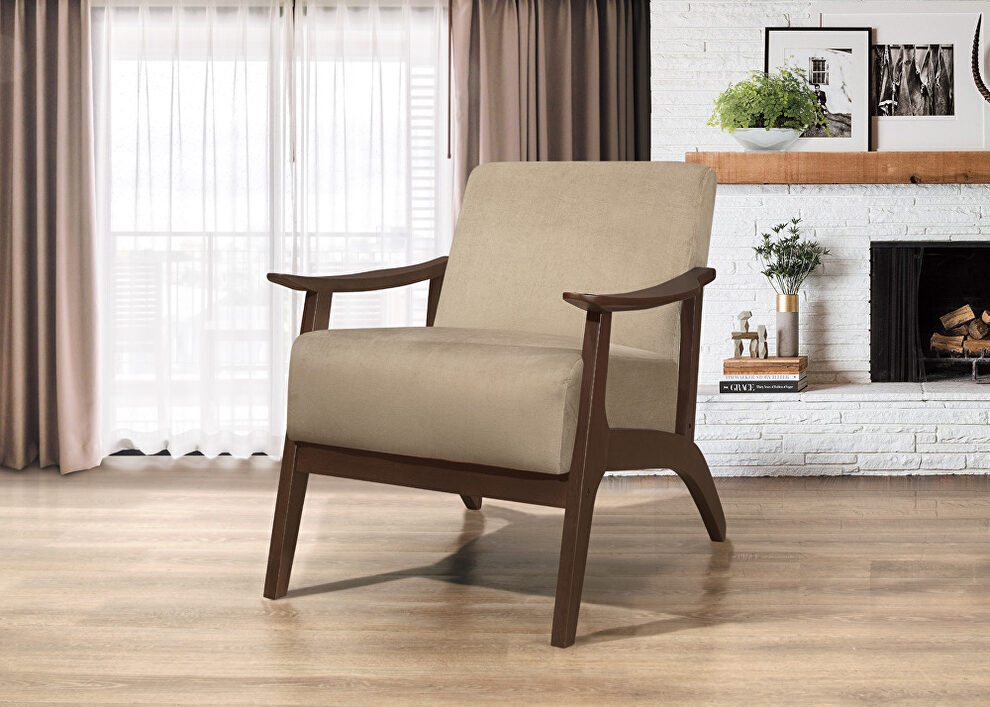 Light brown velvet chair by Homelegance