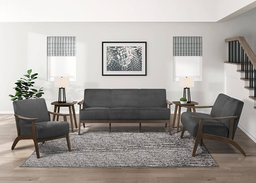Dark gray velvet sofa by Homelegance