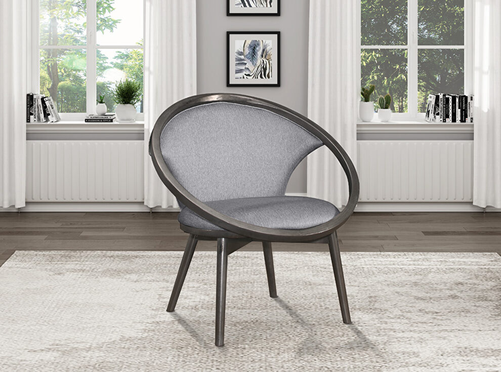 Gray tweed herringbone fabric upholstery accent chair by Homelegance