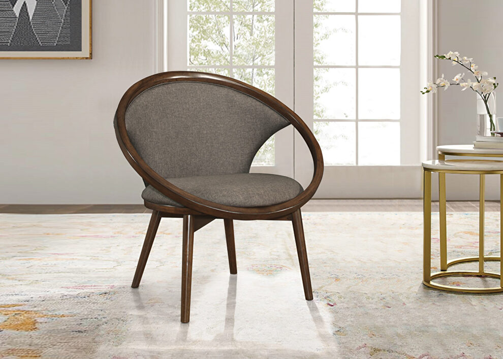 Chocolate tweed herringbone fabric upholstery accent chair by Homelegance