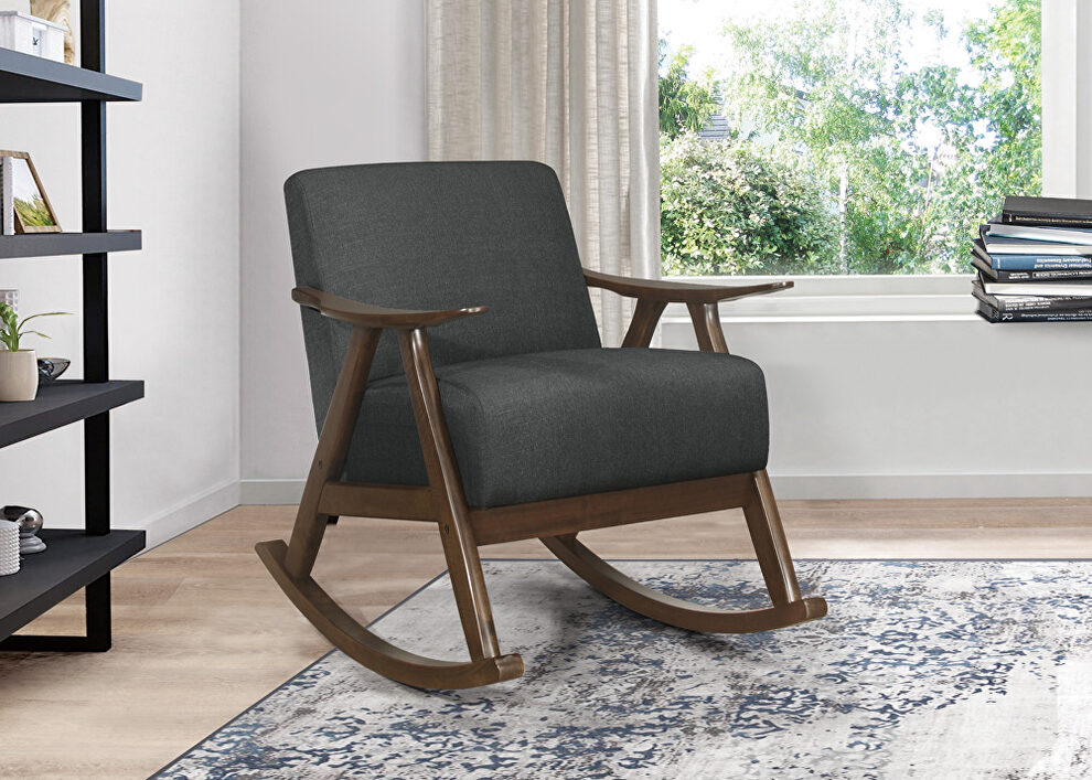 Dark gray textured fabric upholstery rocking chair by Homelegance
