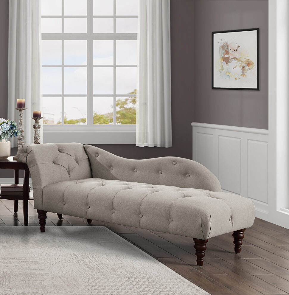 Gray textured fabric upholstery chaise by Homelegance