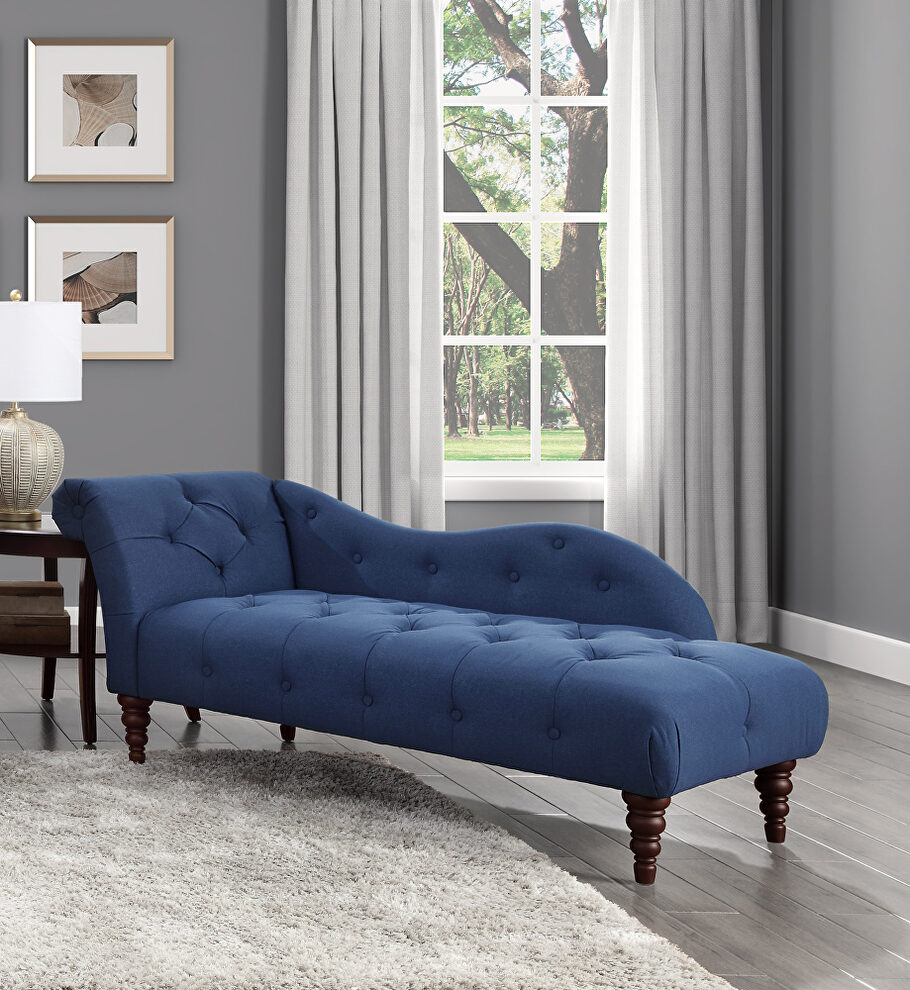 Blue textured fabric upholstery chaise by Homelegance