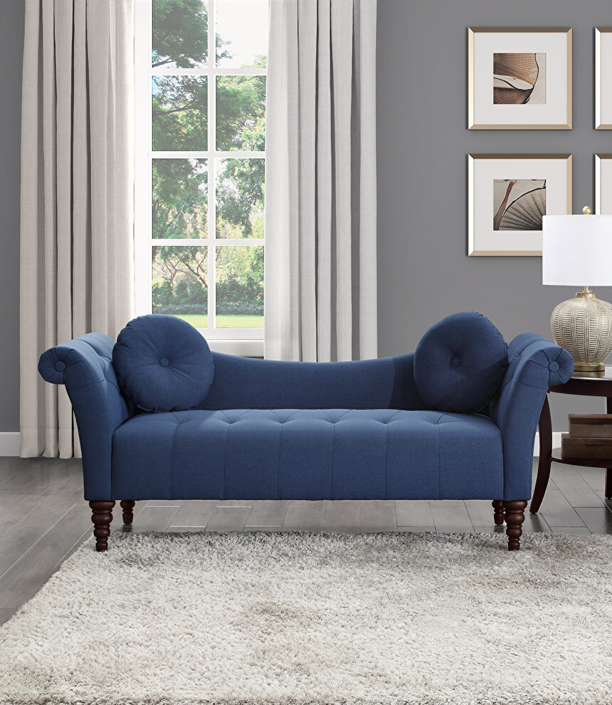 Blue textured fabric upholstery settee by Homelegance