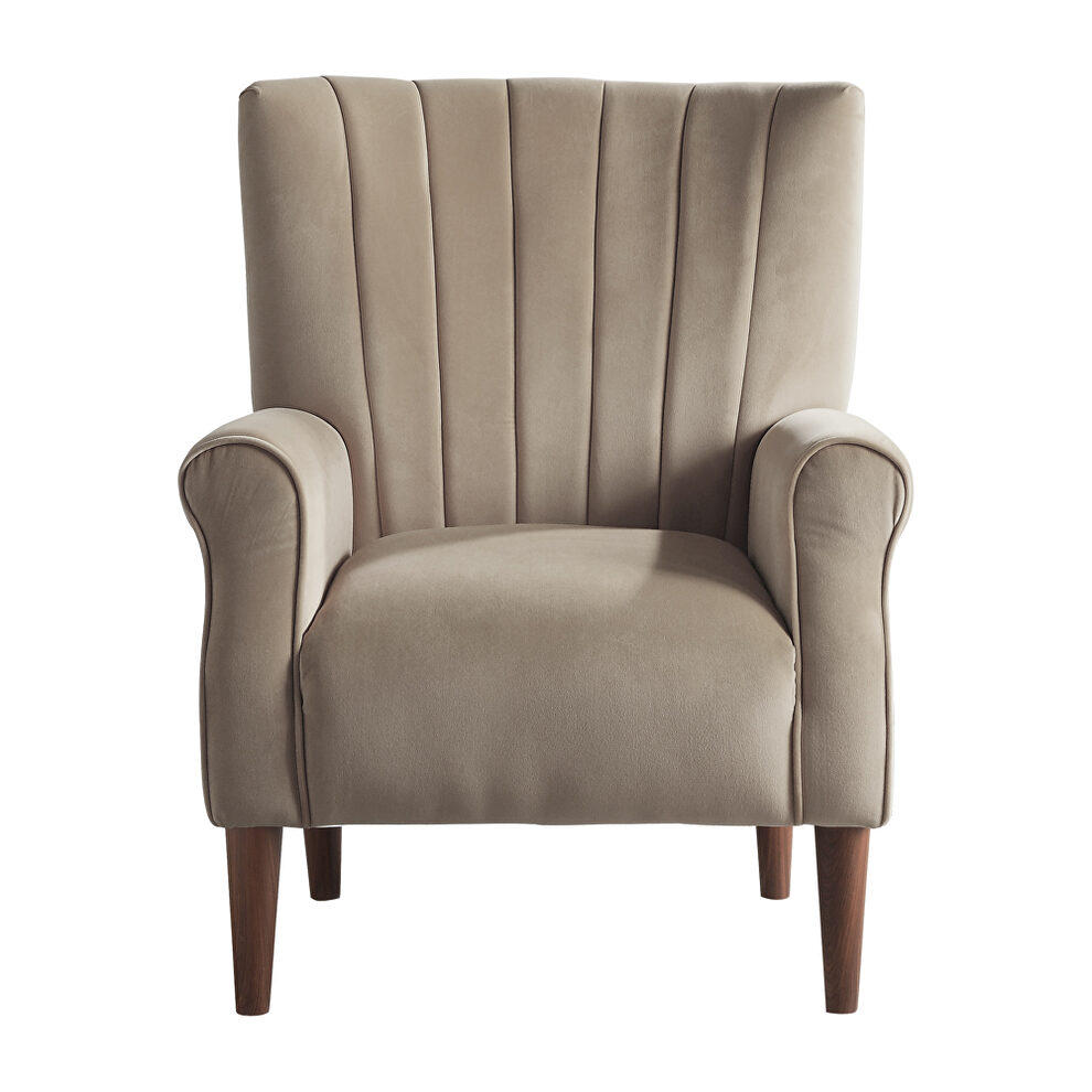 Brown velvet upholstery accent chair by Homelegance