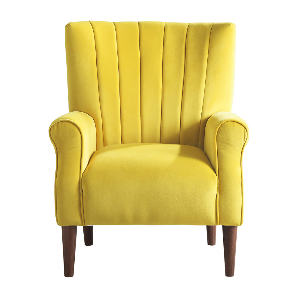 Yellow velvet upholstery accent chair by Homelegance